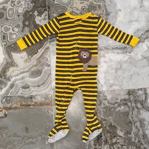 Carter's Yellow and Black Striped Footie with Lion Patch